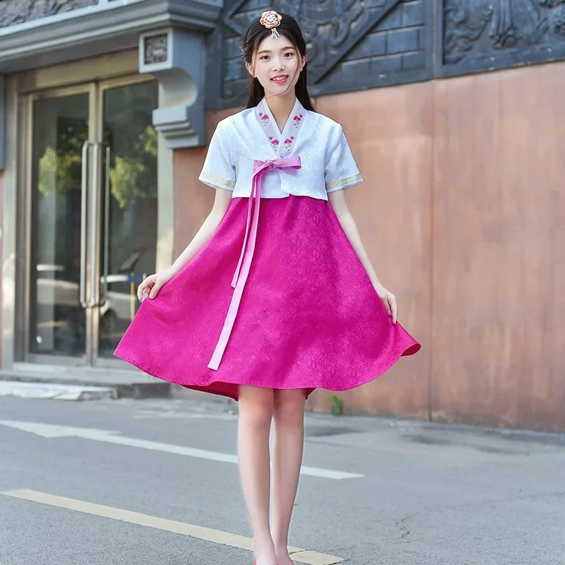 2024 Women Hanbok Dress Traditional Korean Fashion Clothing Summer Retro Court Stage Performance Clothing Ancient Costumes 10726