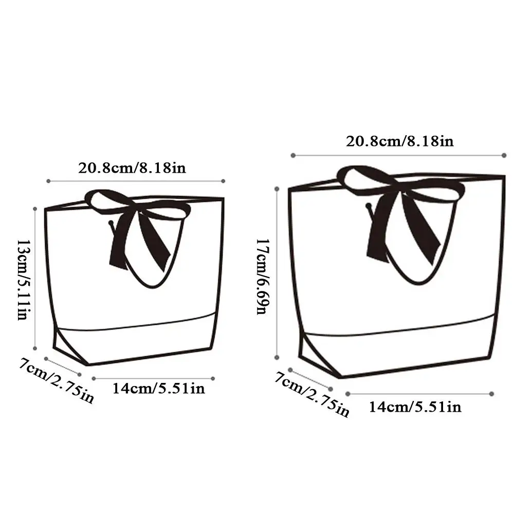 1PC Cardboard Paper Shopping Handbag Gift Packing Bag Portable Black White Wrapping Tote With Handles Sundries Storage Pouch