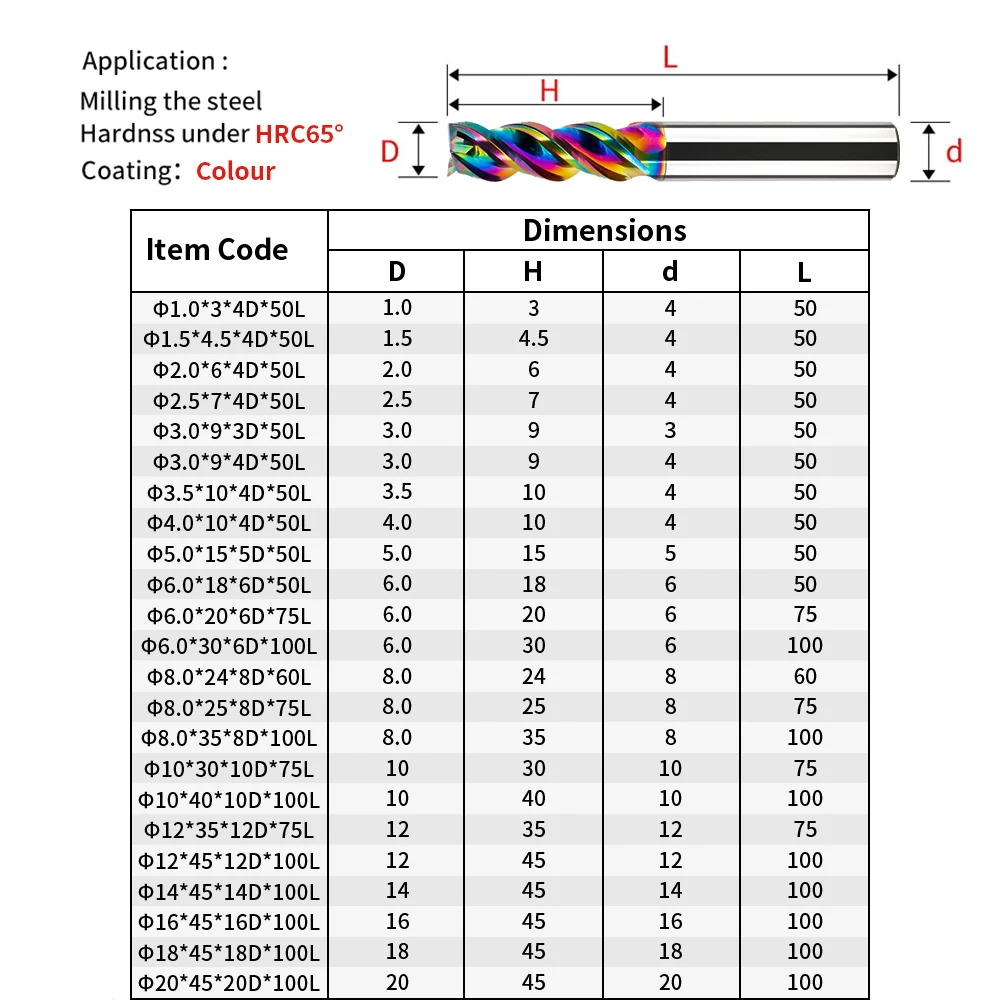 Vack hrc55 colorido fresa para alumínio fresa carboneto de tungstênio ferramentas de trituração de aço roteador bit 3f para cnc maching