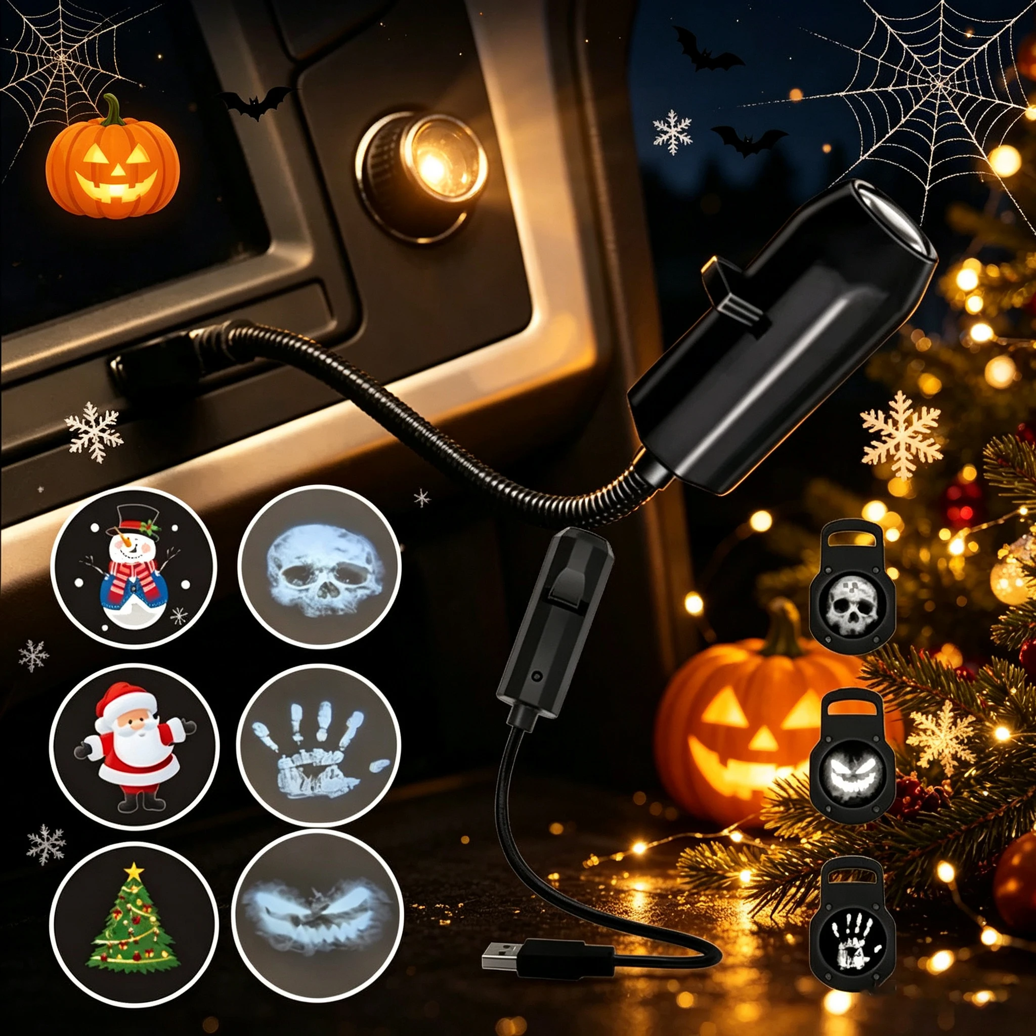 Rotating Halloween Ghost Projector 3 Scenes USB Powered LED Night Light Amazing for Wall Ceiling Dark Decoration Fun