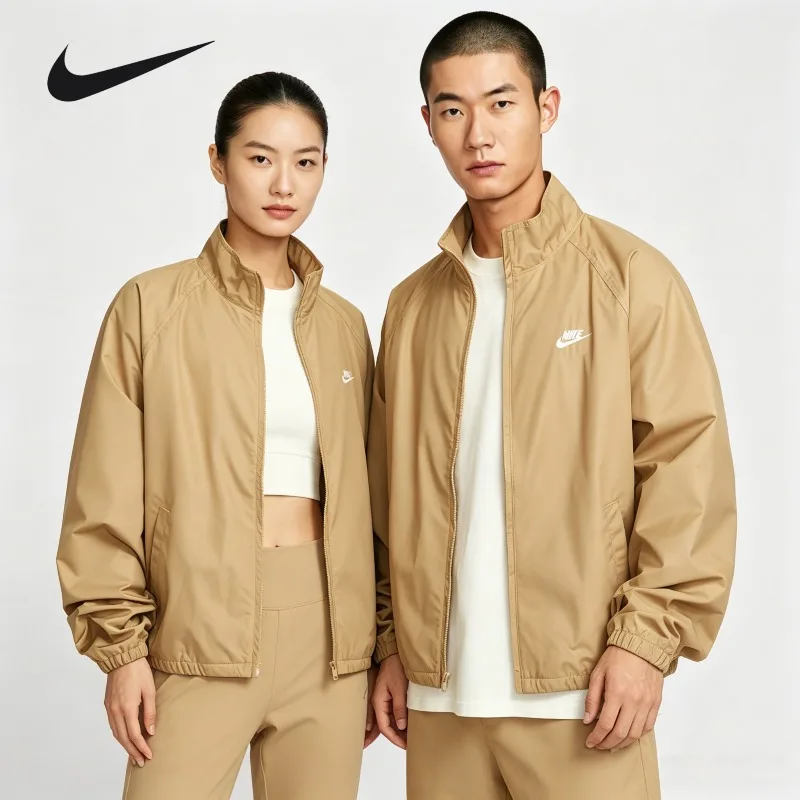 Chaqueta Nike Tejida con Estampado Vintage, Estilo Retro Urbano Casual, para Primavera/Otoño, con Hombros Caídos, HV1140-297, 1 Pieza