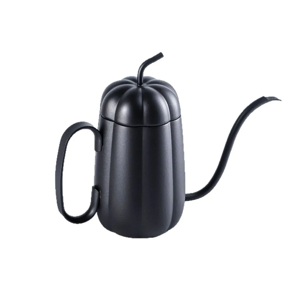 Pumpkin-shaped Pour-over Coffee Kettle, Stainless Steel with Teflon Coating, Narrow Spout, Imperial-style Drip Coffee Pot
