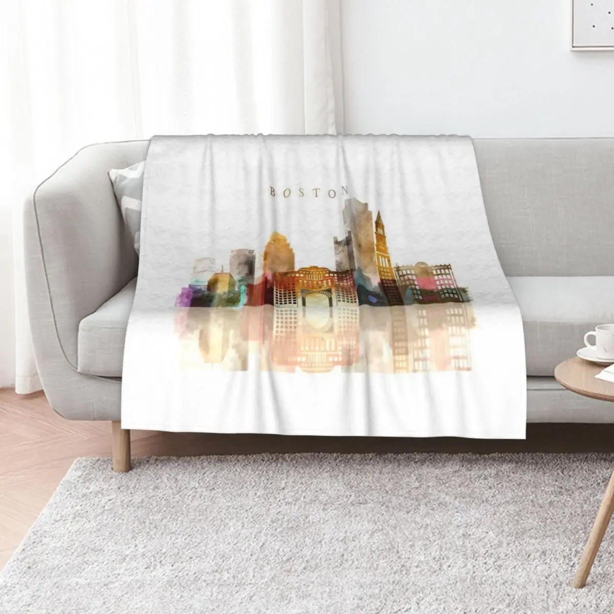 City of Boston - watercolor Throw Blanket Blankets For Sofas Soft Beds Beautifuls decorative Thin Plush Blankets