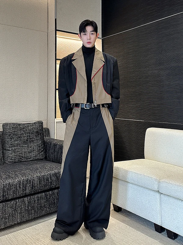 2025 Men's Autumn New Suit Sets High-End 2pcs Male Long Sleeve Suit Jacket Trendy Contrast Color Comfort Trousers Two-Piece Sets