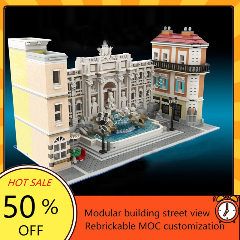 3434PCS Trevi Fountain Expansion Modular Modular MOC Creative street view Model Building Blocks DIY Education Model Toys Gifts