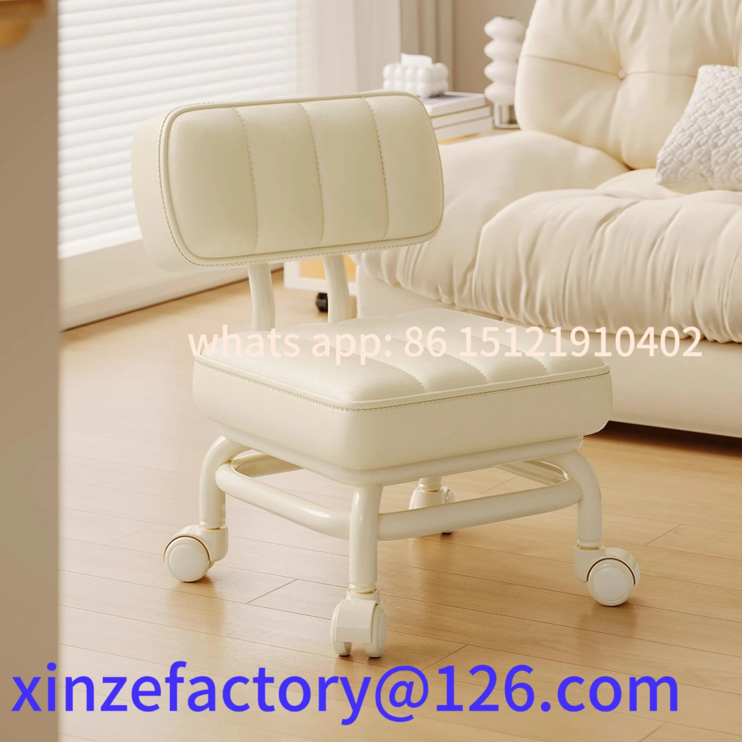 

Customizable Small Stool Backrest Universal Wheel Soft Children's Sofa Coffee Table Chair