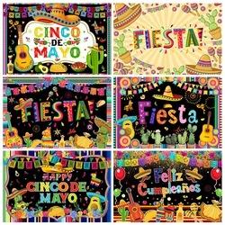 Laeacco Feliz Cumpleaños Backdrop for Photography Mexican Cinco De Mayo Festival Party Mexico Fiesta Birthday Background Decor