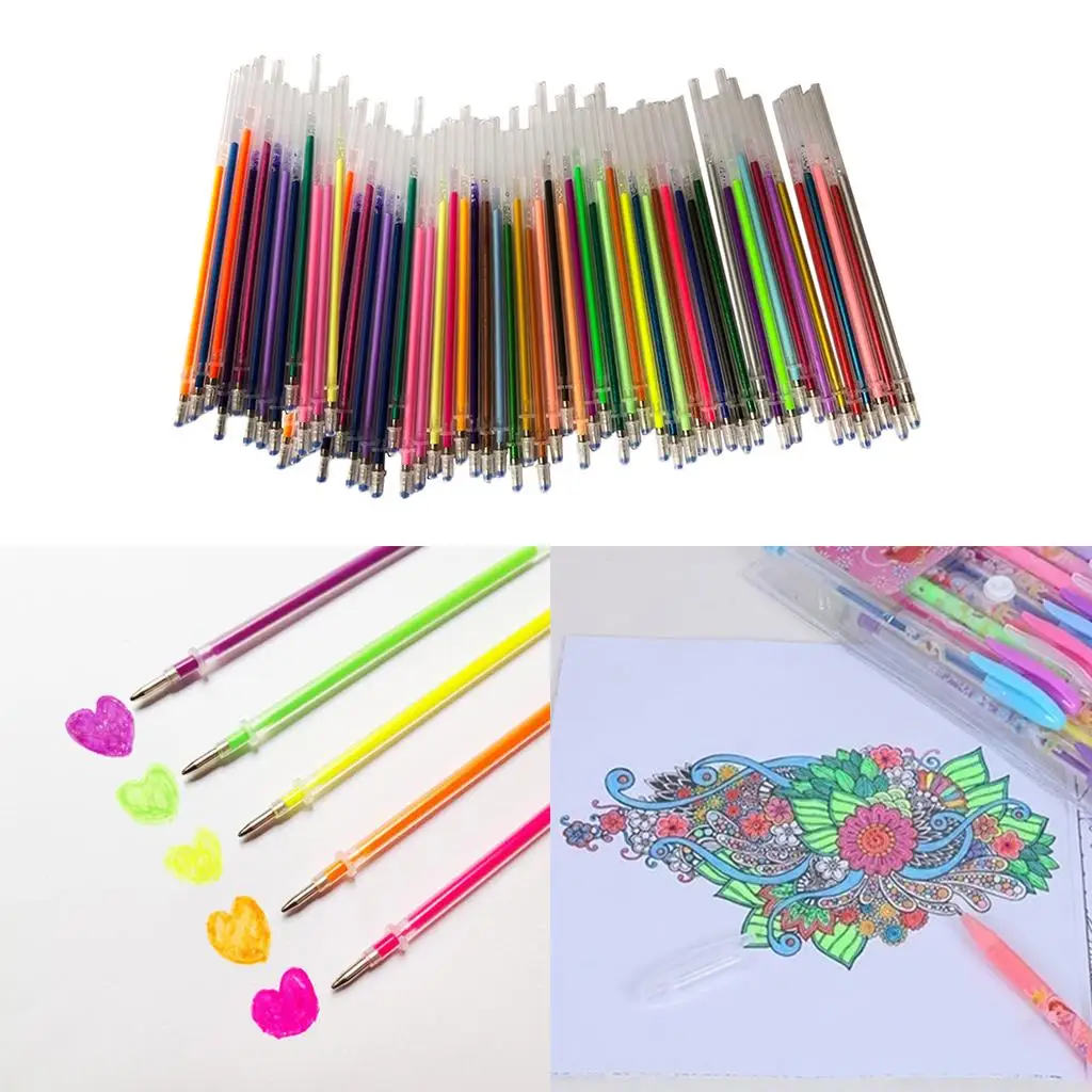 Fluorescence Neon Pen Refills , 60/100 Color 0.8mm, Ink Than Refills. Glitter Pen Refill Set , 60 Color