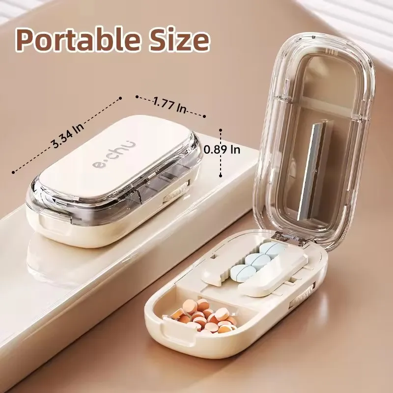 Pill Cutter With Invisible Storage Box Portable 2 In 1 Mini Drug Tablet Medicine Small Small Medicine Box Health Care Pills Case
