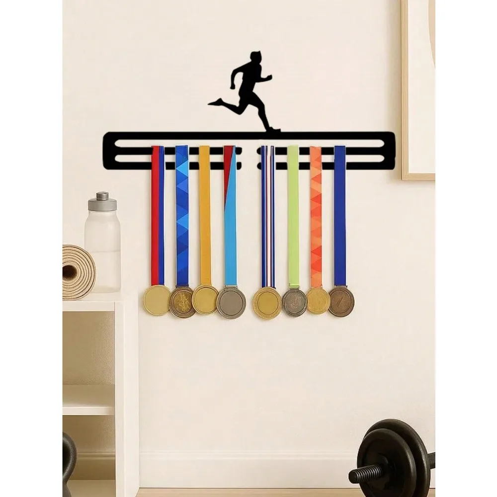 GONYLON Runner Medal Hanger Wall Sculpture Metal Sports Art Display for Fitness Room Trophy Decor