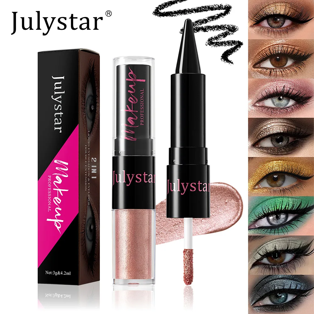 Julystar Set di eyeliner per ombretti a 8 colori Matte Pearl Glitter Lustre Design a doppia faccia Cosmetici professionali di moda 3g e 4.2ml