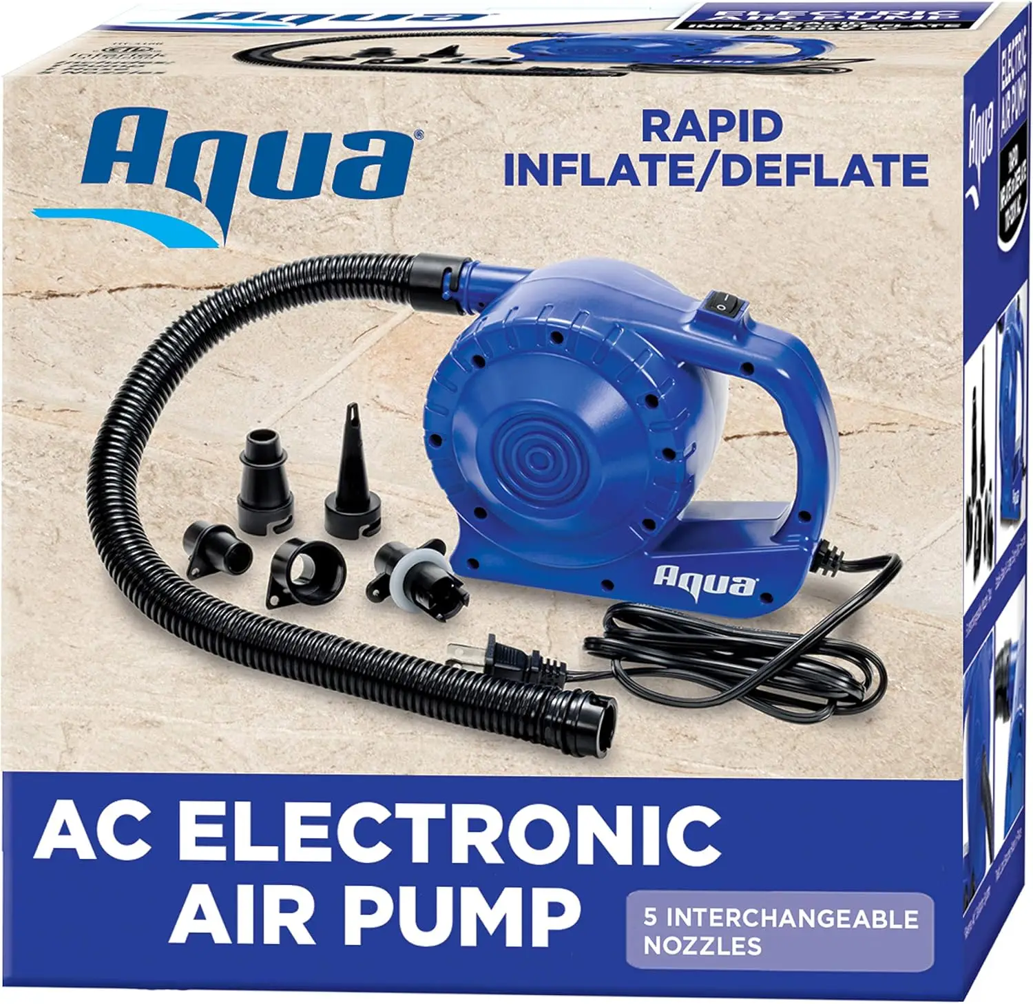 High-Volume Electric Air Pump for Inflatables - Fast Inflation and Deflation, Multiple Nozzles Included