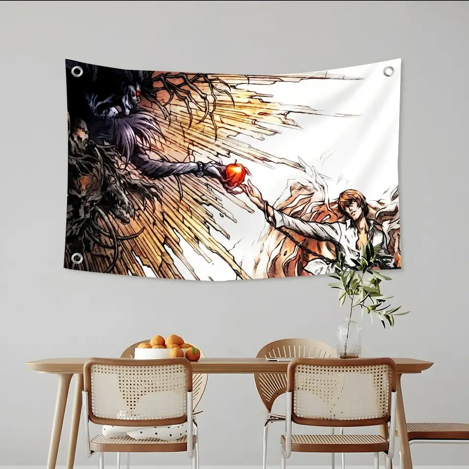 Banderines misteriosos de anime Death Note, decoración para camping, jardín, habitación, arte de pared, regalos para familia 3