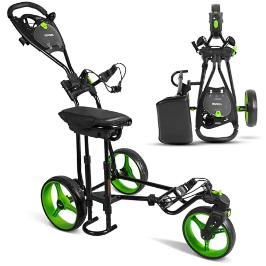 

Foldable 3 Wheel Junior Golf Push Pull Cart with Aluminum Frame in Silver for Lightweight and Easy to Use