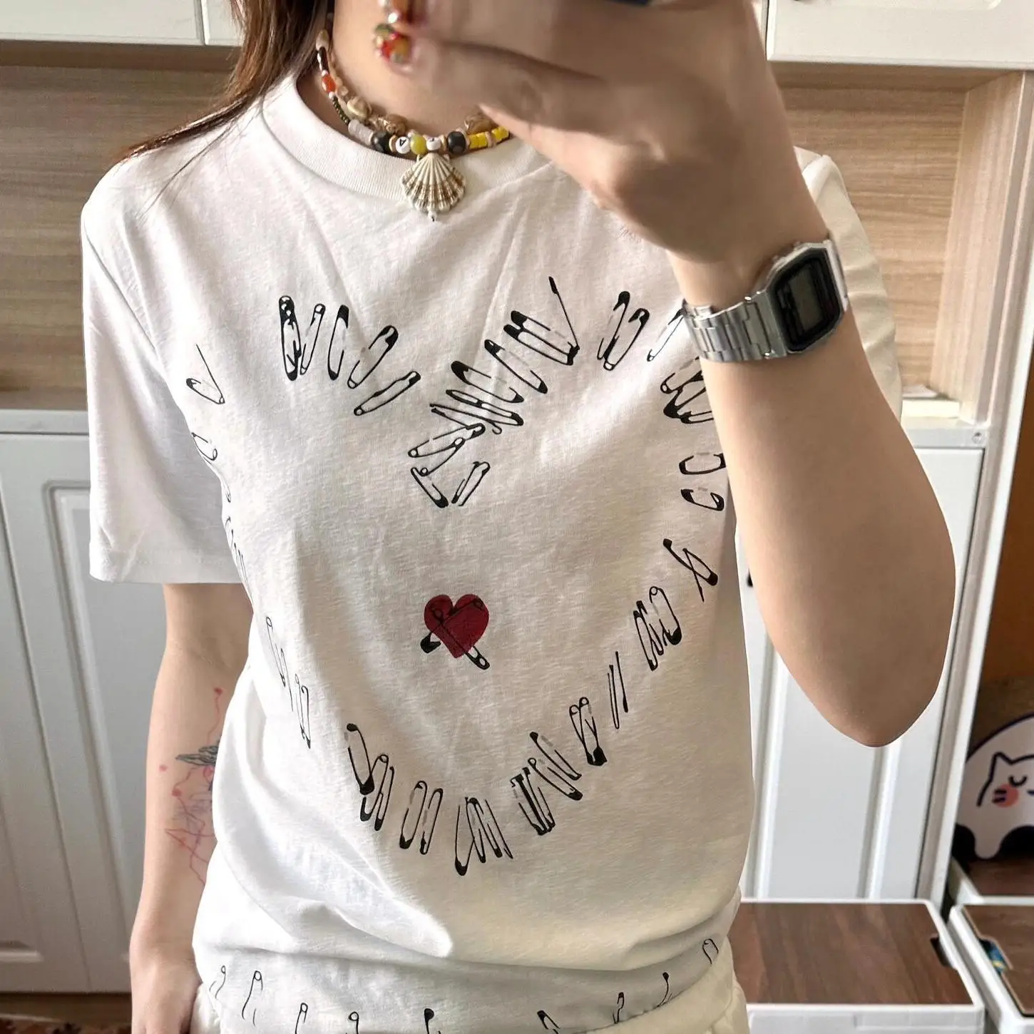 

Loose Top Short Sleeve T-Shirt Cartoon Graphic Print TShirt harajuku fairycore 2000s y2k grunge korean clothing white cotton tee