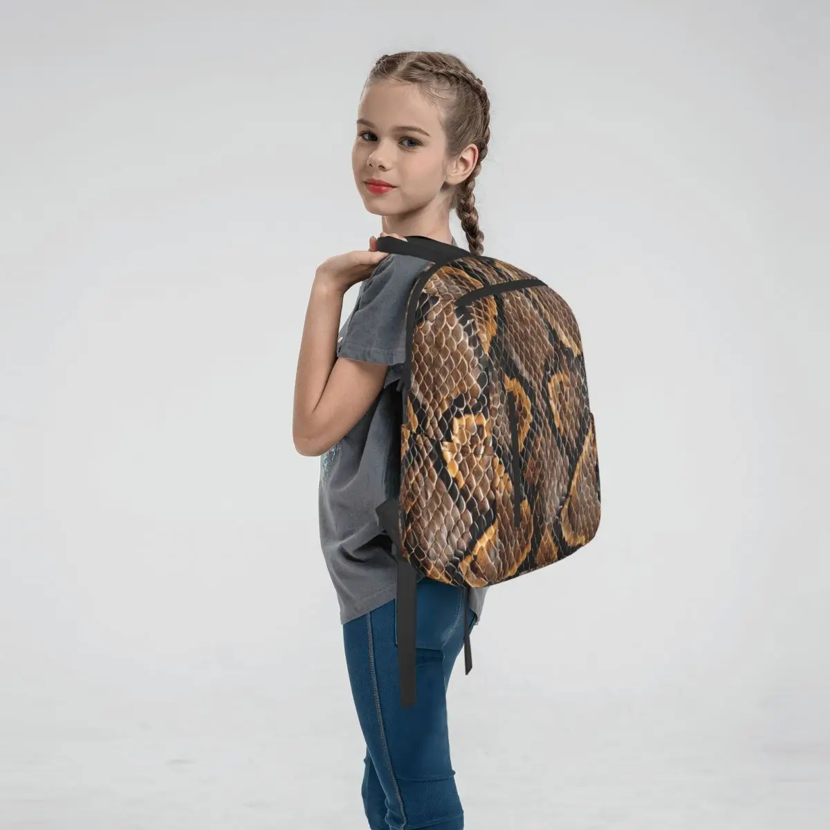 Snake Skin  Backpack Large Capacity Boys Girls BookBag School Bag Shoulder Bags for Men Women