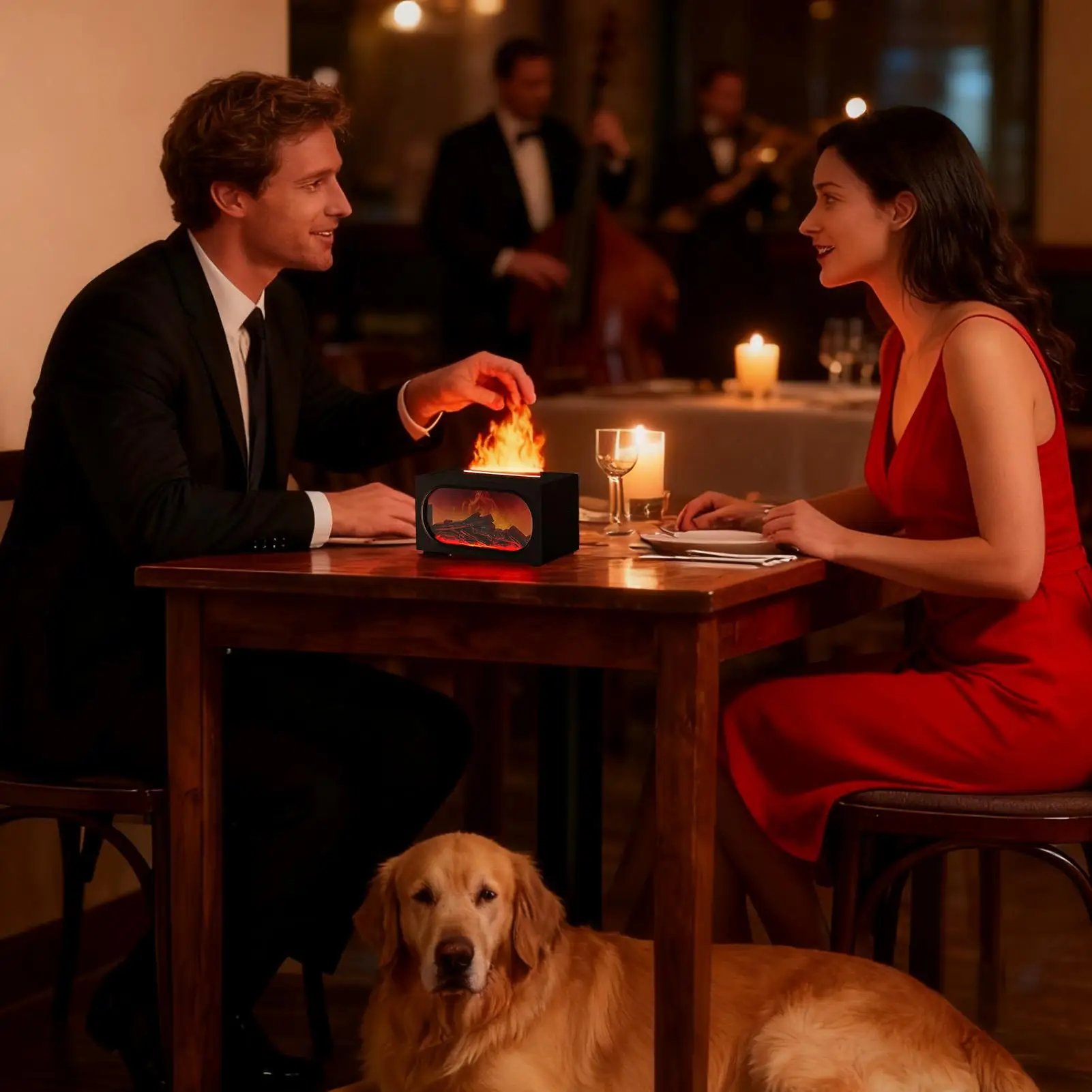 موزع موقد مقاوم للماء للإضاءة المحيطة لغرفة النوم، موزع زيت مزيف للحمام الداخلي والخارجي والمكتب والحديقة #2