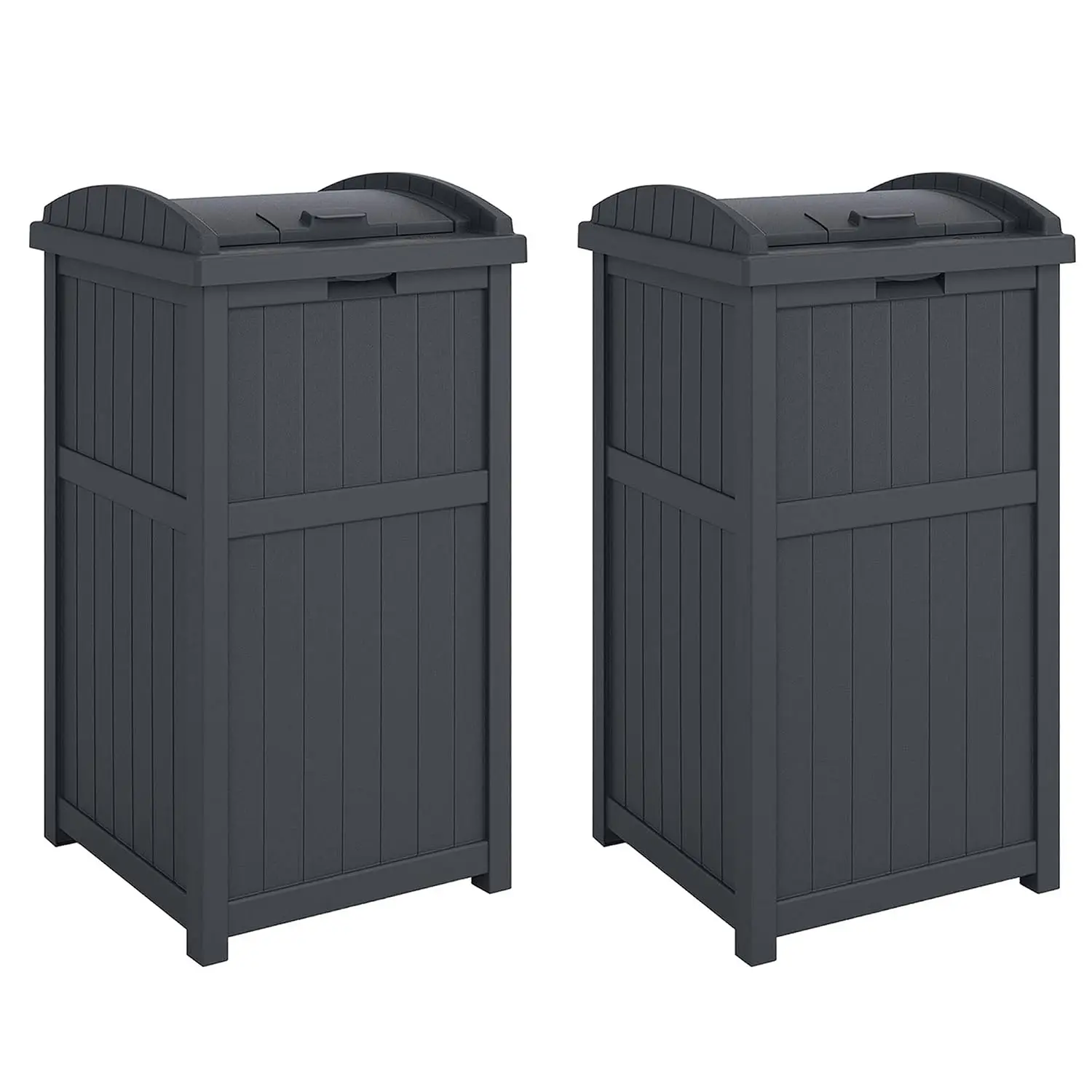 Two Pack Trash Hideaway Outdoor Garbage Bin With Latching Lid Resin Waste Can Storage Box Container Holder For Patio Backyard Garden Yard Deck, Cyberspace
