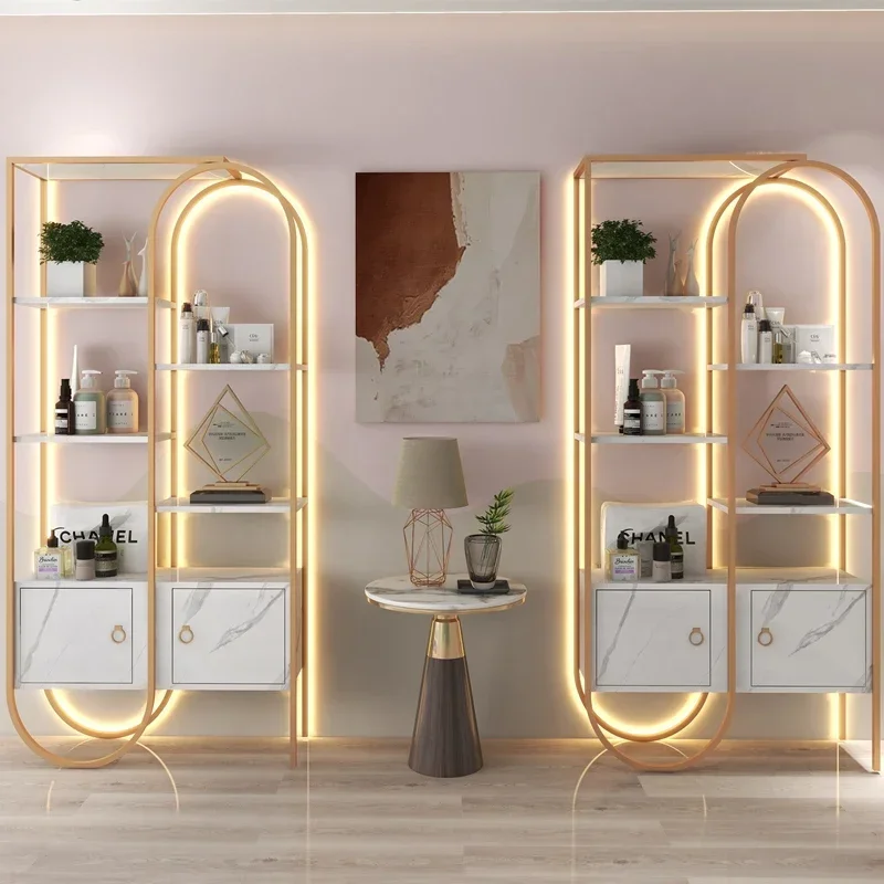 

Display Cabinet Shelves Beauty Salon Product Shelves Nail Polish Glue Nail Shop Display Shelves Skin Care Products Lights