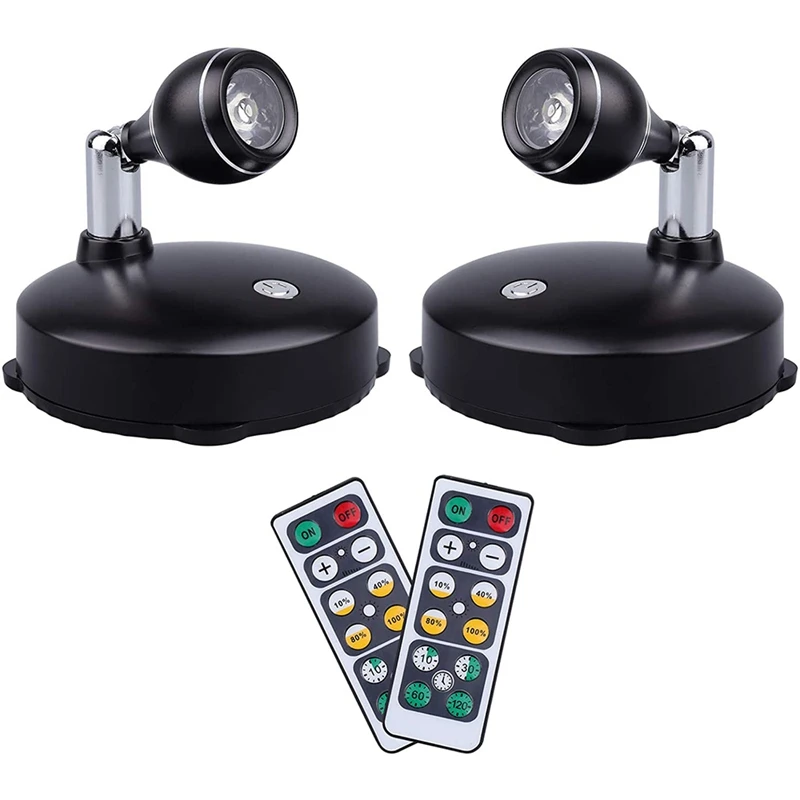 Foco inalámbrico para interiores, luces decorativas con pilas, luces artísticas para pinturas, luz de pared LED con control remoto (paquete de 2)