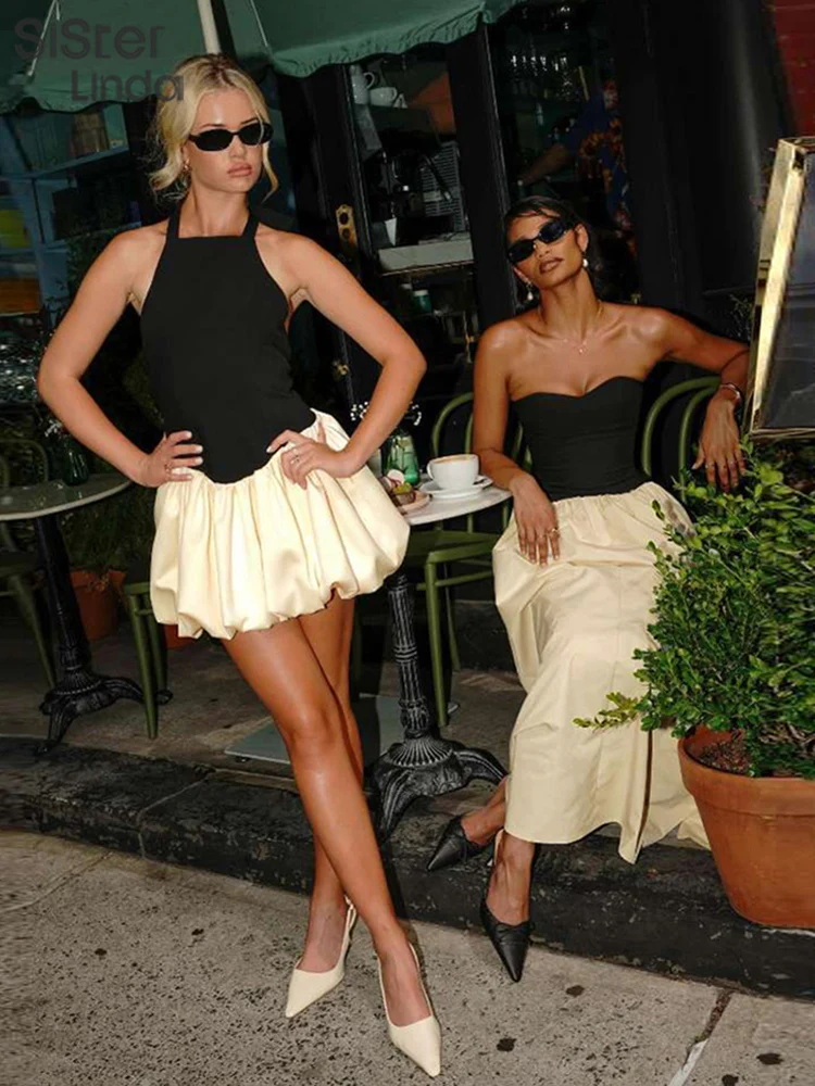 Sisterlinda-فستان شارع عالي العاري الذراعين للفتيات ، فوق الركبة ، ألياف حليب صغيرة ، مرقع الرسن ، إصدار الخريف جونيور ، K24D55545