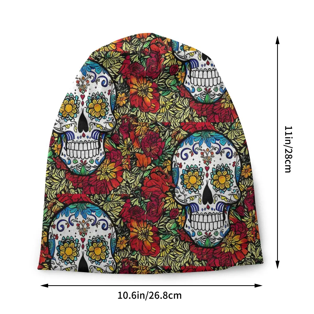 Skull In Color Bonnet Homme Autumn Spring Thin Skullies Beanies Day Of The Dead Mexico Skull Caps For Men Women Novelty Hats