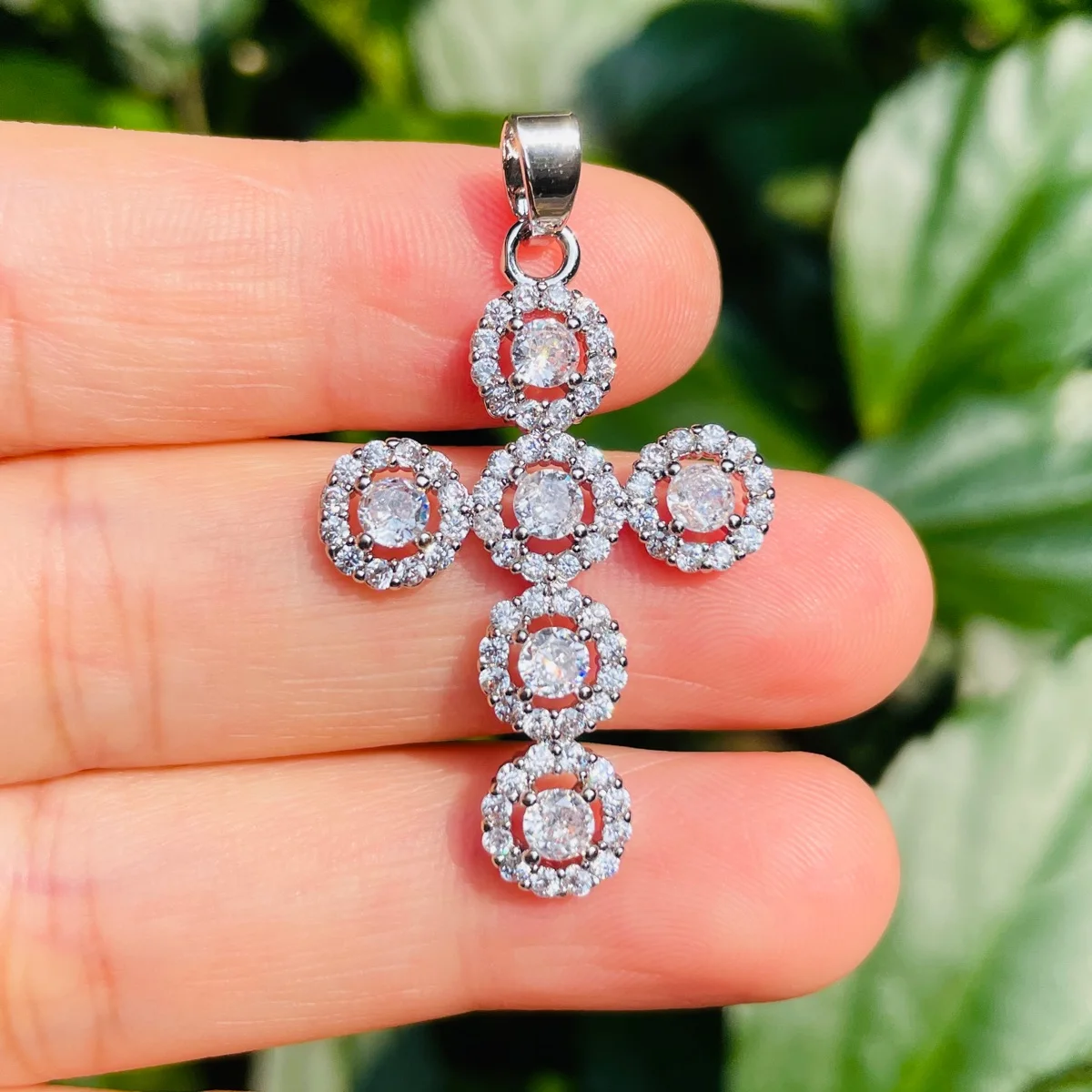 5pc Cubic Zirconia Cross Charms Pendants for Women Bracelet Necklace Earring Making Gold-Plate Jewelry Accessory Wholesale - Detail 1