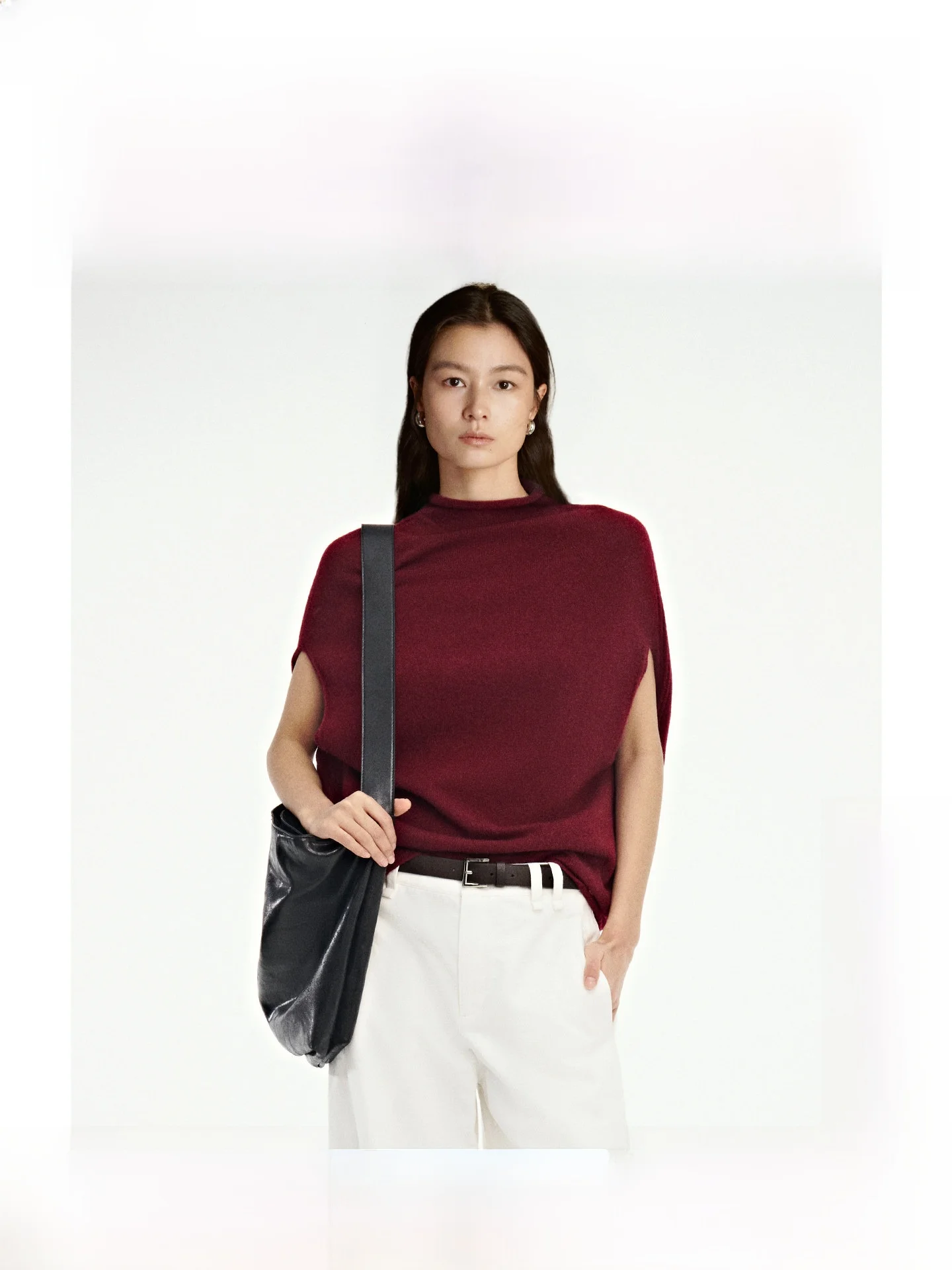 

Вязаный женский жилет ZhiZhi с полувысоким воротником и кашемиром, модный воротник-хомут, шерстяная смесь, повседневная верхняя одежда