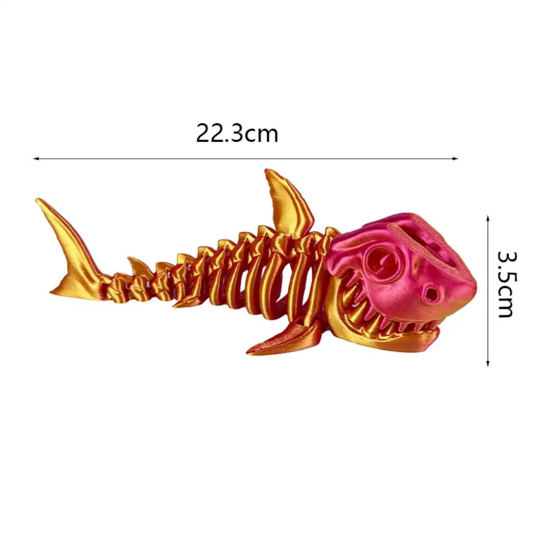 ثلاثية الأبعاد الطباعة القرش الهيكل العظمي المنقولة الإبداعية هدية نماذج للحيوانات الشكل لعبة أطفال المنزل الحرف اليدوية متعدد الألوان سيارة زخرفة #5