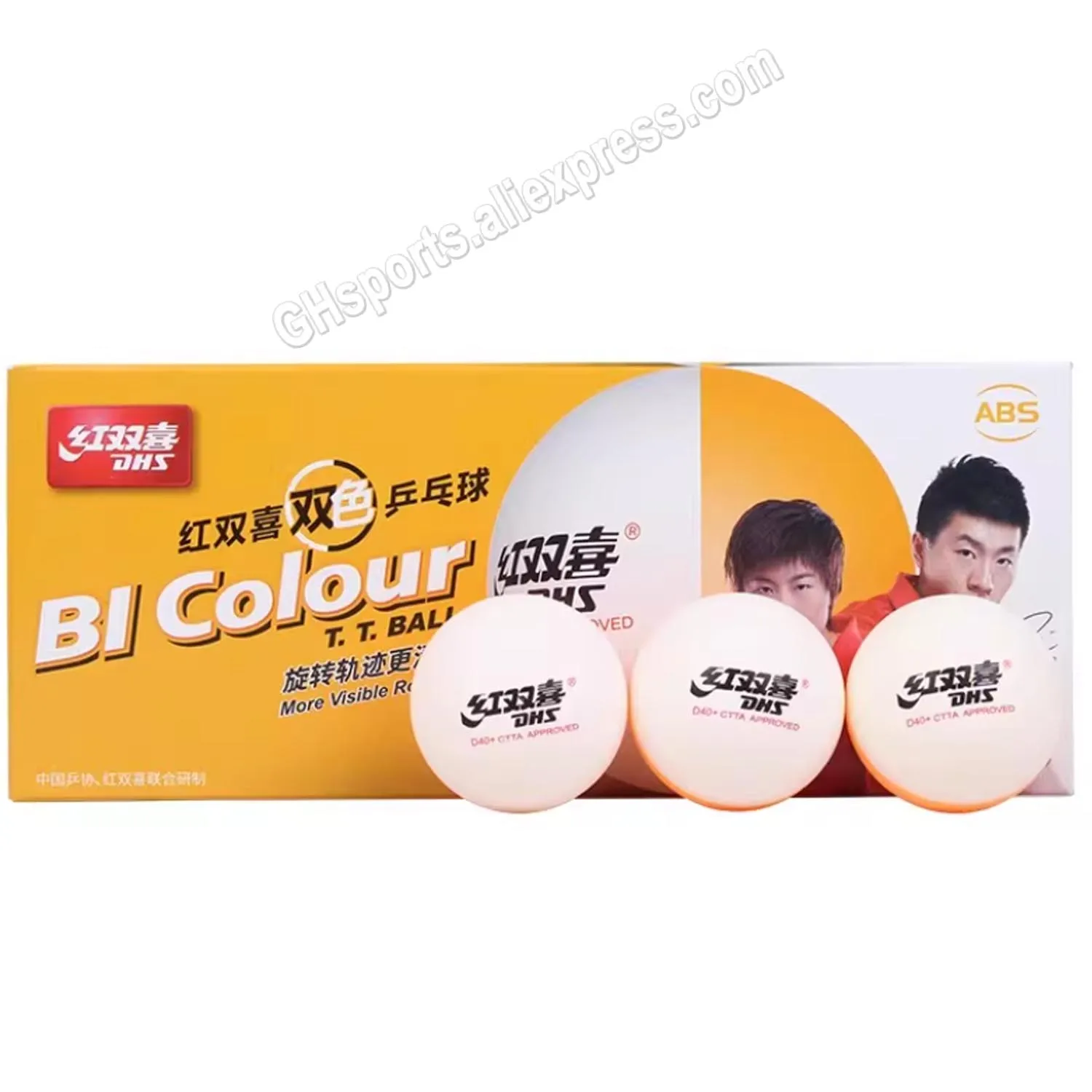 DHS Table tennis balls D40+ BI Colour Seamed ABS new material Plastic Poly Ping Pong Balls