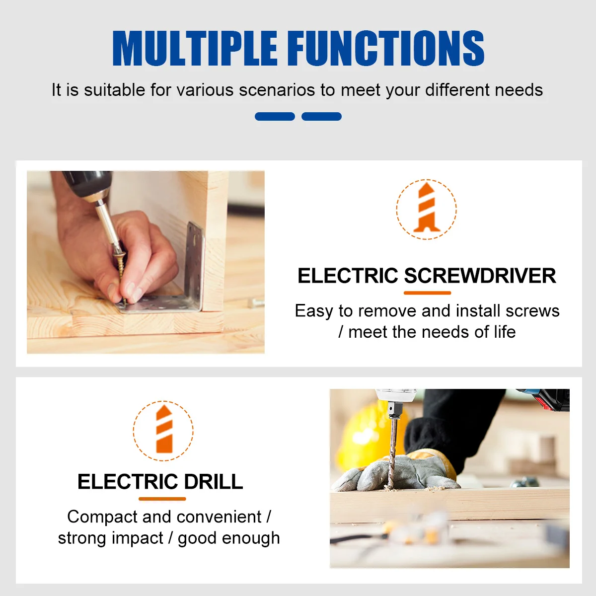 Drillpro Cordless Drill Electric Screwdriver Impact Wrench Brushless Household Drill Driver Power Tools For 18V Battery