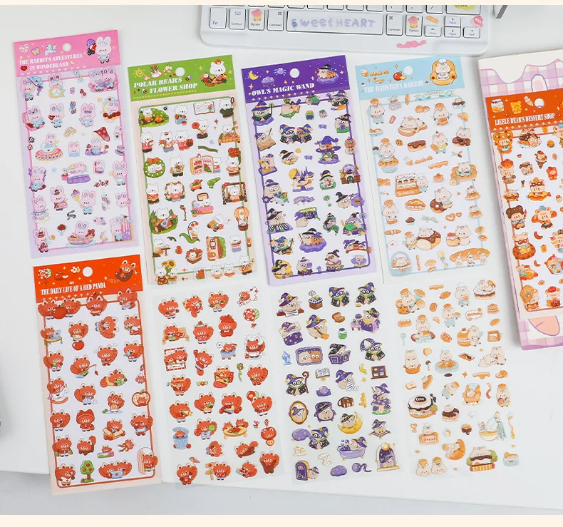 

6pcs/set Cartoon Clear Waterproof PET Stickers DIY Diary Hand Account Animal Decoration Craft Stickers