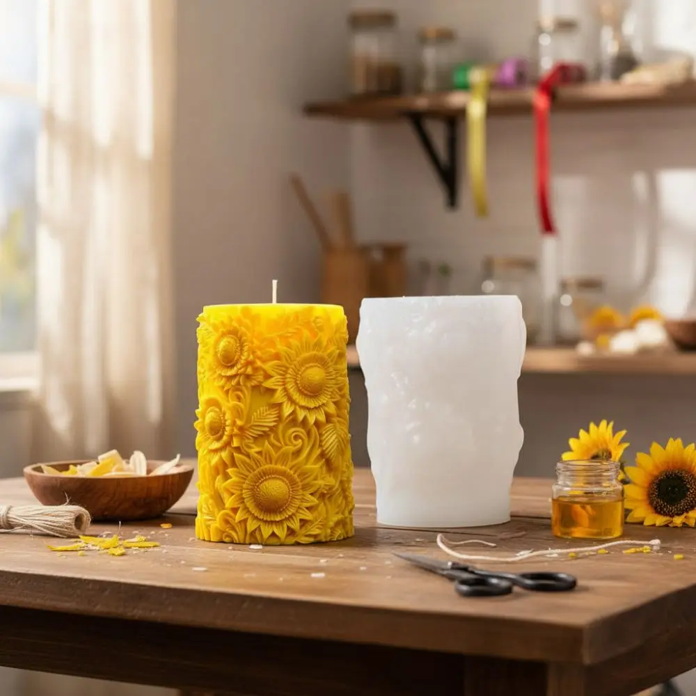 

Non-Stick Candle Silicone Mold Flexible 3D Carved Pattern Floral Mold DIY Resin Crafts Blossoming Flower Epoxy Resin Mold