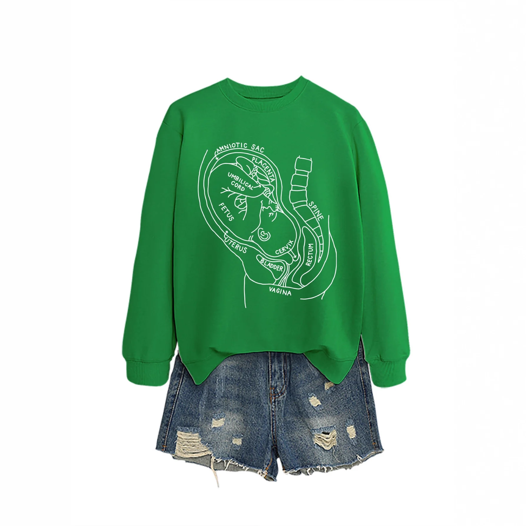 جديد إمرأة Crewneck البلوز مع جيب الناقل الطفل المطبوعة الأمومة التمريض الأعلى للأمهات الجدد دافئ هدية أنيقة غير رسمية