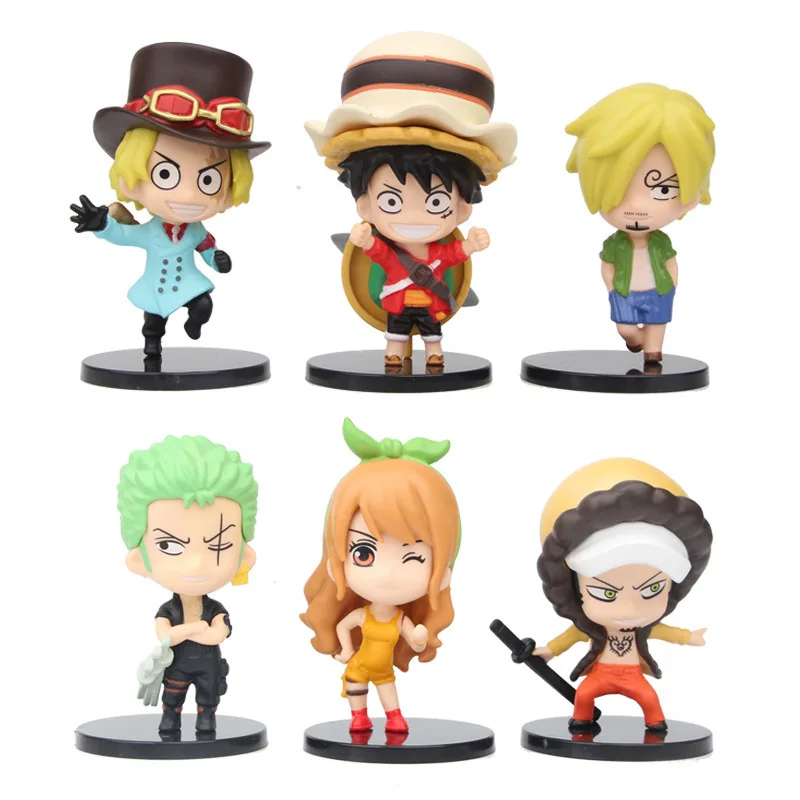 6pcs/set Anime One Piece Figure Luffy Zoro Sanji Nami Sabo Trafalgar D Law Toy GK Model Doll Action Figure Kids Collection