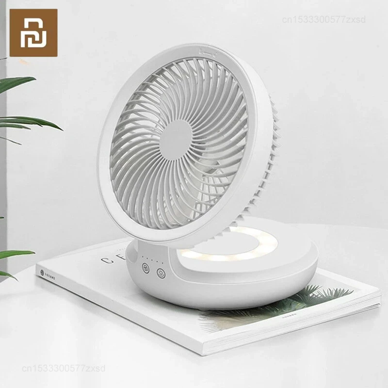 Youpin Edon Wireless Folding Desktop Fan Rechargeable Night Light Low Decibel Circulation Comfort Electric Small Fan Household