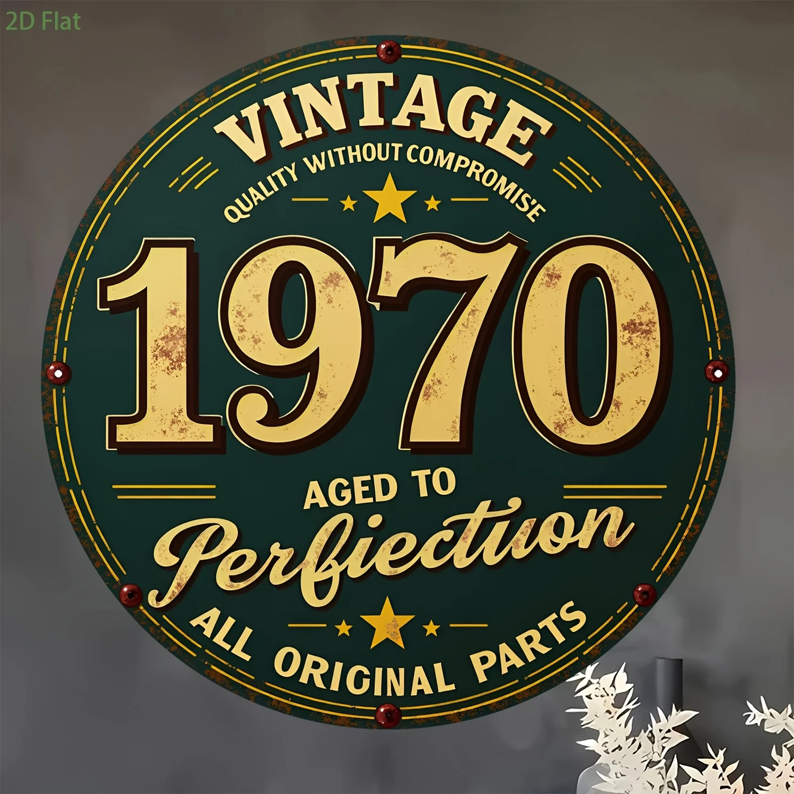 2D Flat, 1pc 1pcs 1970 Vintage Suitable for Home & Bar Wall Decor - Old-School Round Aluminum Sign with Text Plate, Metal Wall-M