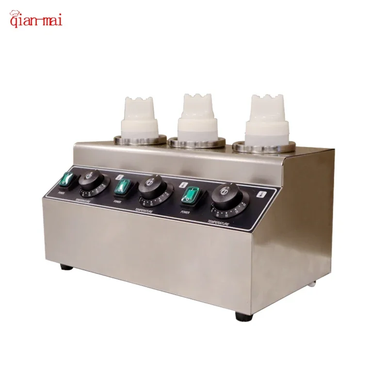 Commercial Sauce Bottle Incubator Chocolate Cheese Jam Thermostat 3Grid Condiment Dispenser Warmer Heater Filling Machine