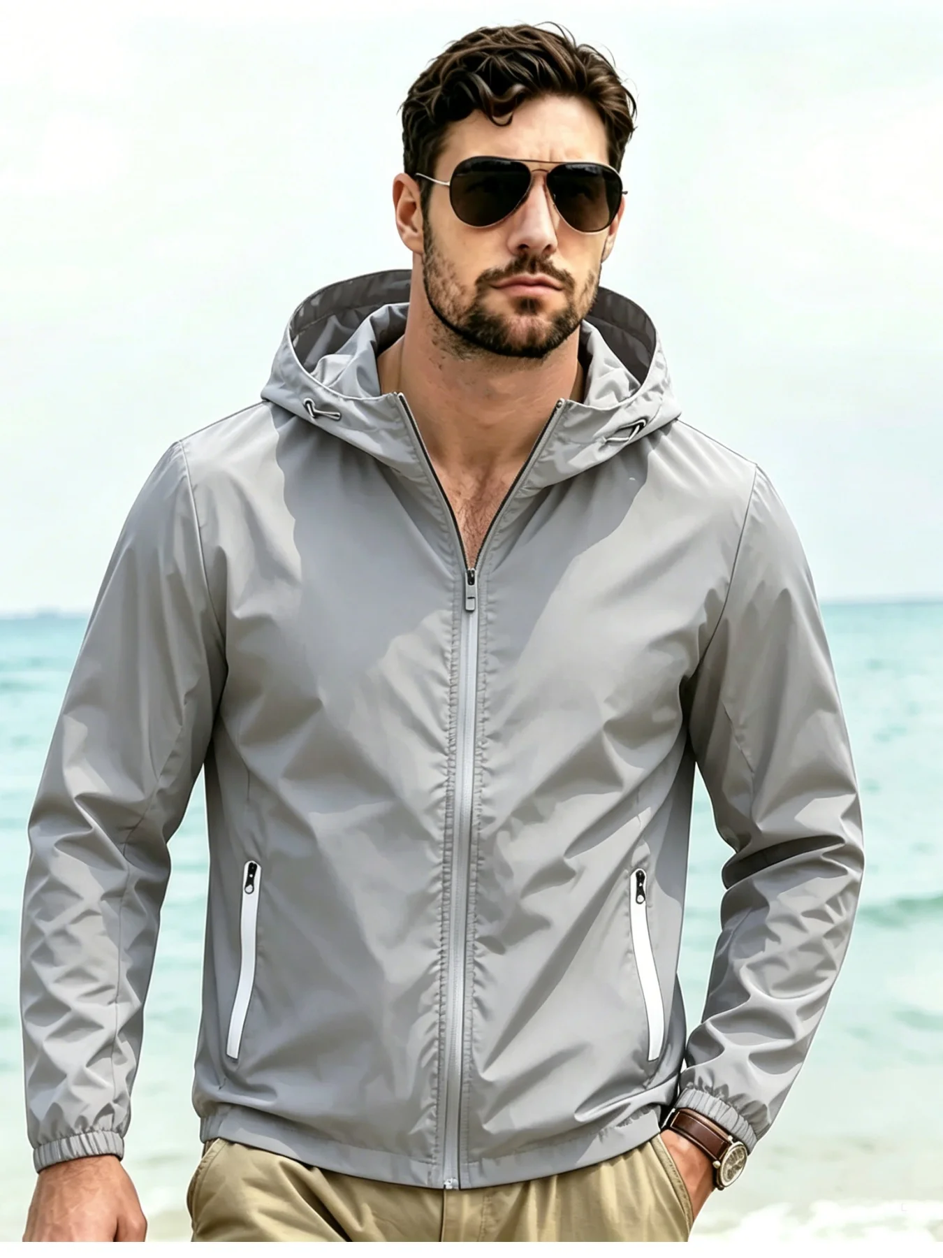 Giacca a Vento con Cappuccio d - Windbreaker Men Zip recensione e prezzo