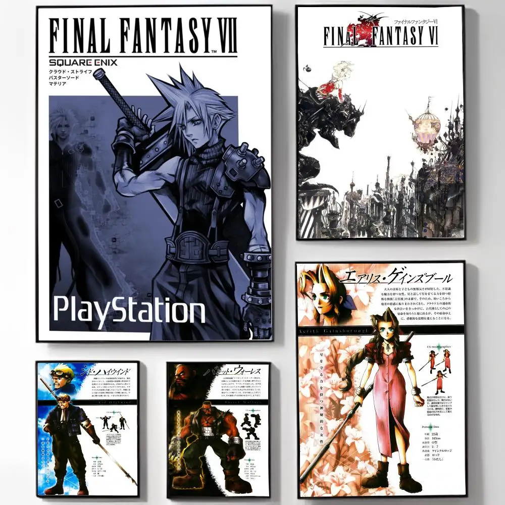 F-Final F-Fantasy VII Poster Poster High-definition Art Sticker Self Adhesive Waterproof Home Decoration