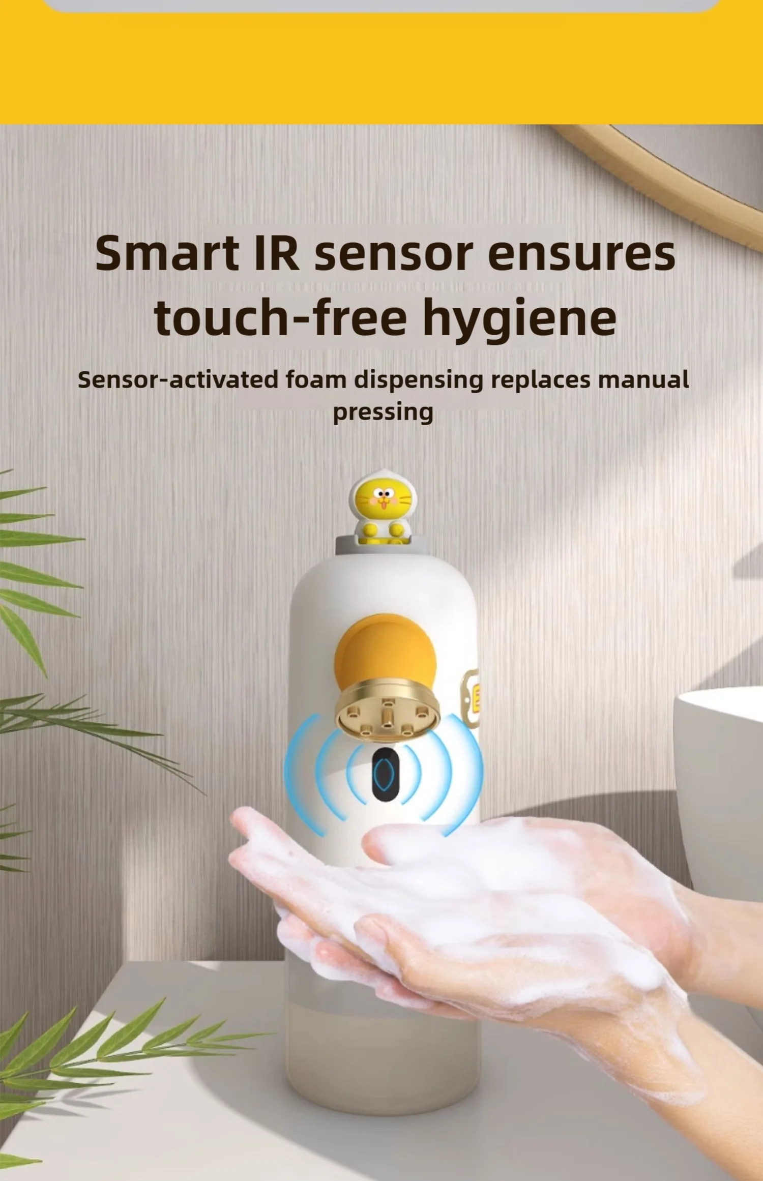 

Automatic USB Rechargeable Foaming Touchless Hand Free Portable kids Foam Liquid Soap Dispenser For Bathroom Kitchen 350ml child