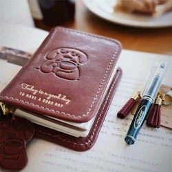 Vintage Handmade Leather Puppy Coffee Style M5/A7 Diary - Vintage Handbook for Travelers and Artists