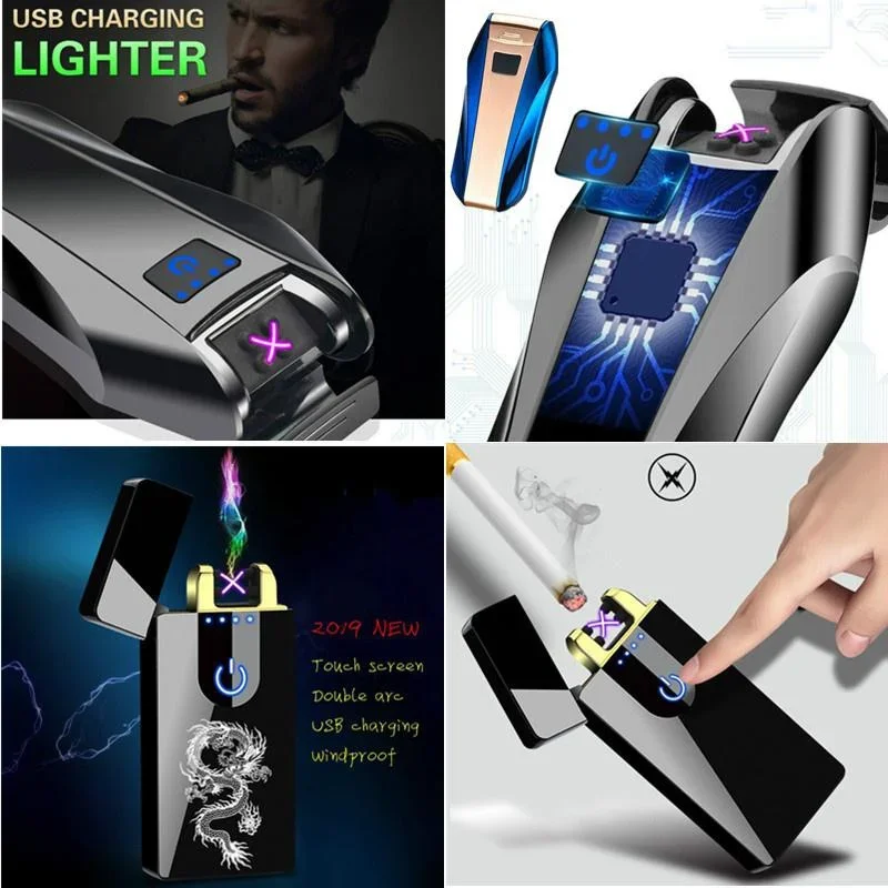 

Новинка, металлическая беспламенная электрическая зажигалка, зарядка через USB, импульсная дуговая зажигалка, ветрозащитная электронная сигарета, плазменная зажигалка