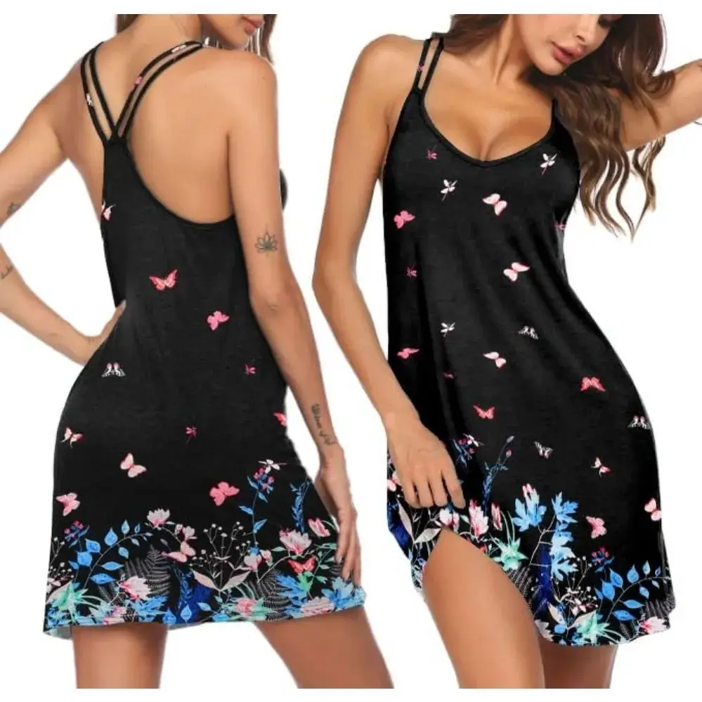 

The girl's v-neck sleeveless pajamas are light and comfortable.