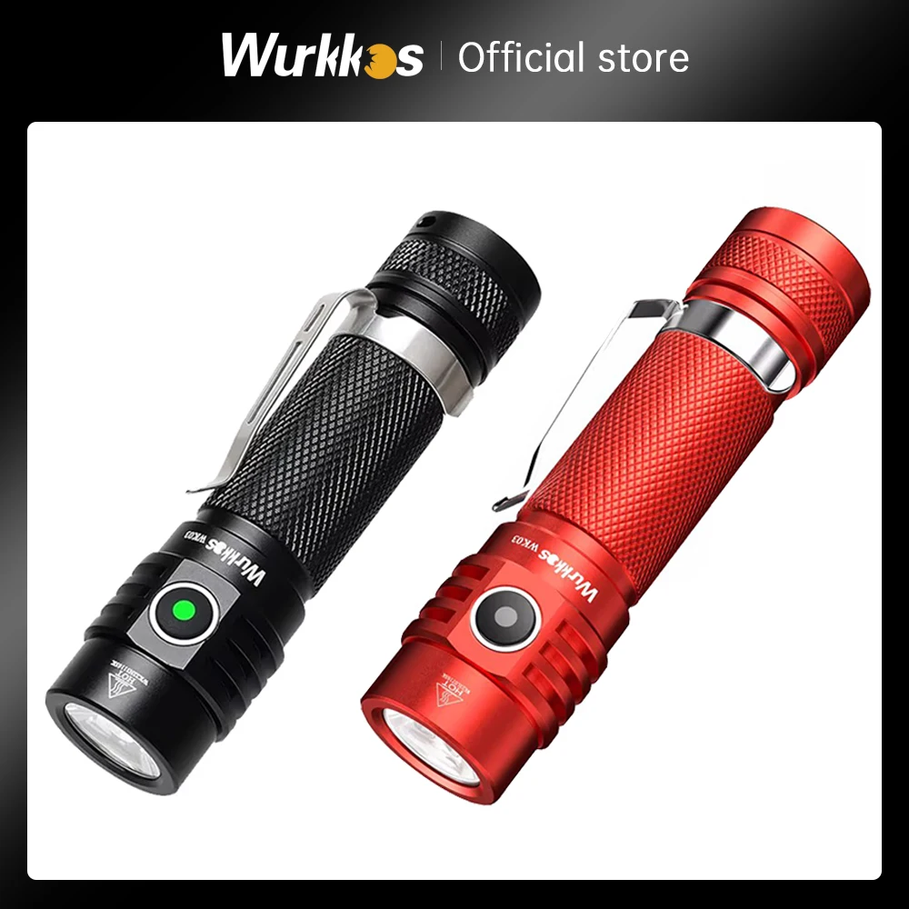 Wurkkos WK03 LED 손전등 18650 토치 1800LM ATR Luminus SST40 충전식 USB C 라이트 IP68 방수, 하이킹 캠핑용