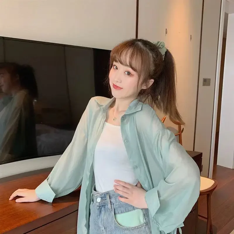 

Pearl Sunblock Shirt Women Anti-UV Breathable New Summer New Sexy Outside Super Xian Cardigan Coat Women's Clothing Button