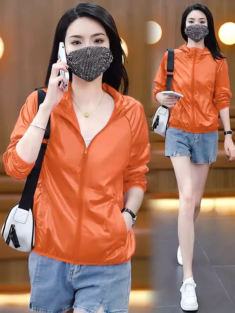 

Women's Summer Thin Breathable Outdoor Loose plus Size Sun Protection Clothing Casual ort Outerwear Nylon Fiber Long Sve