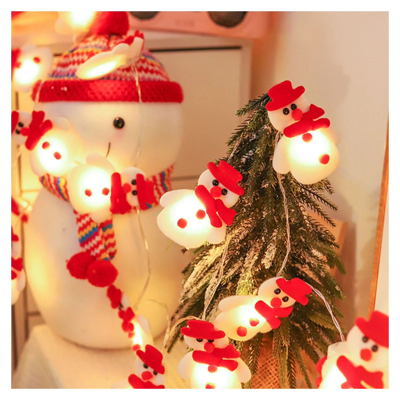 Christmas Cute String Fairy Lights Easy to Use Lovely Plush String Lights for Christmas Tree Decoration