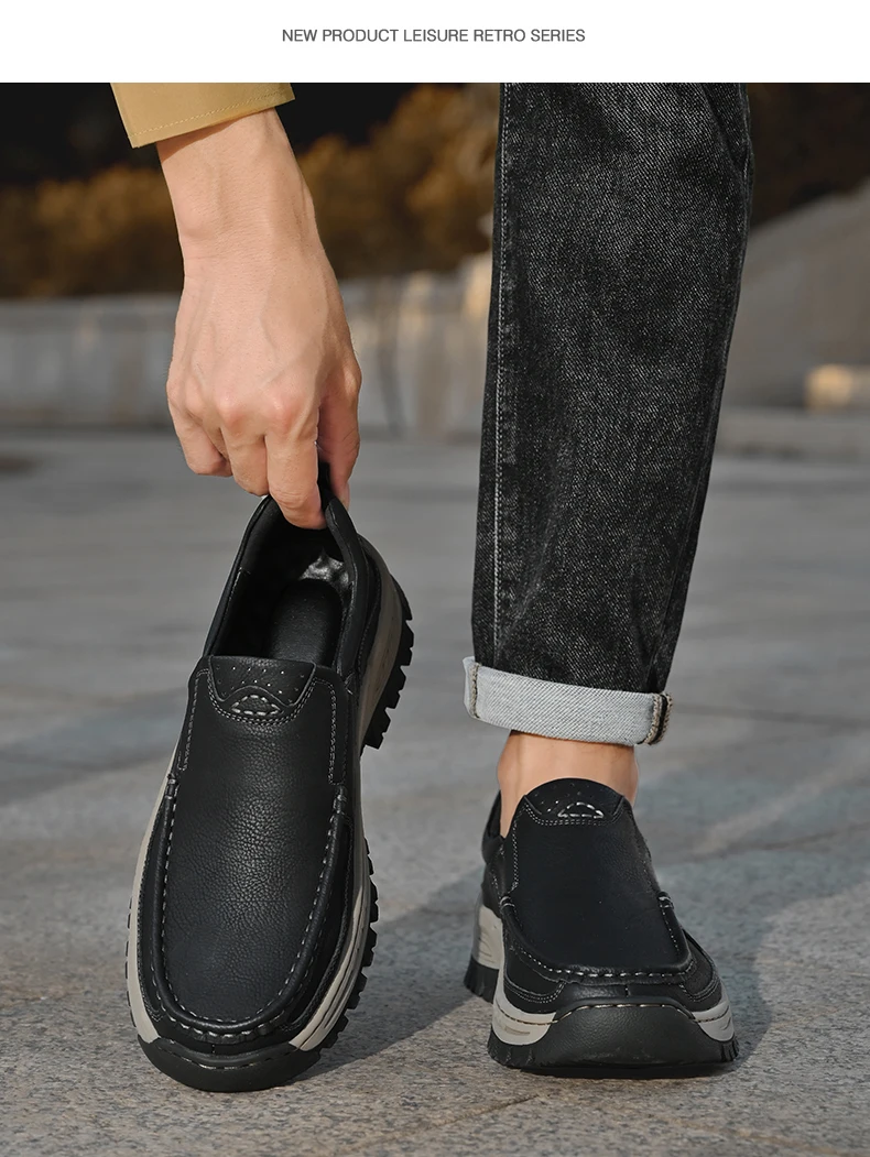 Marke Männer Schuhe Hohe Qualität Aus Echtem Leder männer Casual Schuhe Slip Auf Komfort Business Mann Wohnungen Schuhe Outdoor Männer arbeit Schuhe – Detail 21