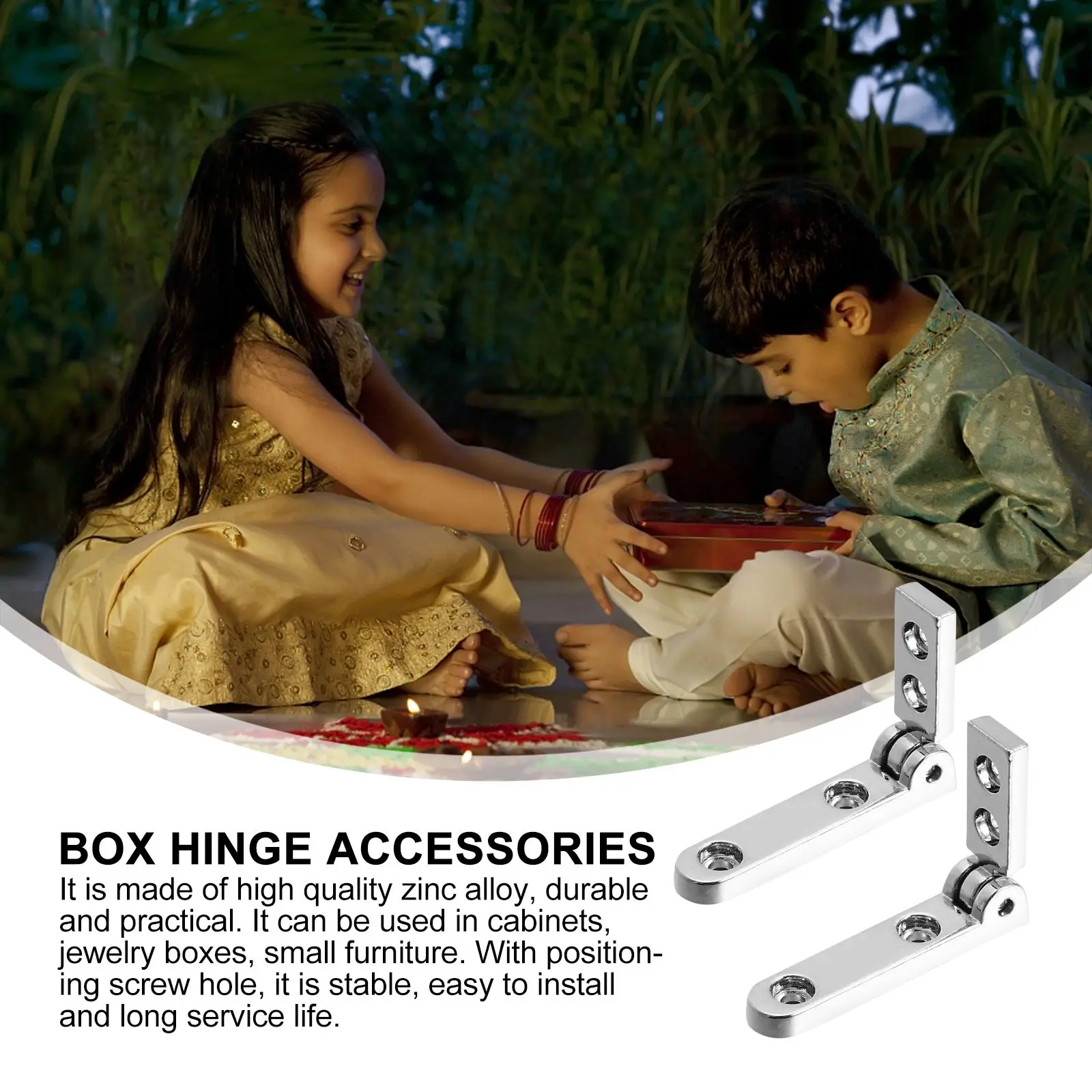 

10 pcs Jewelry Box Hinge Zinc Alloy Rust Resistant 90 Degree Opening Wood Box Hinges Household Hardware Accessories Mini